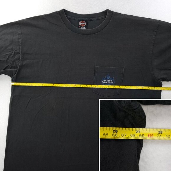 Harley Davidson Vintage T-Shirt 90s Blue Flames Long Sleeve USA Flag Whitt's 3XL - Picture 11 of 12